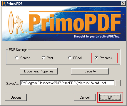 Primo Prepress選択画面